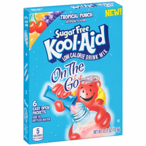 Kool-Aid On-The-Go Sugar Free Tropical Punch Drink Mix Packets Perspective: left