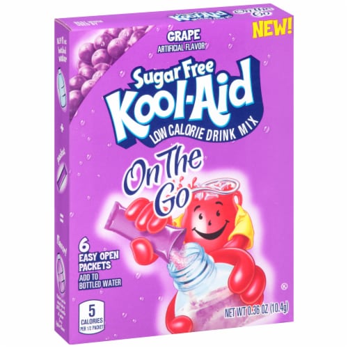 Kool-Aid On-The-Go Sugar Free Grape Drink Mix Packets Perspective: left
