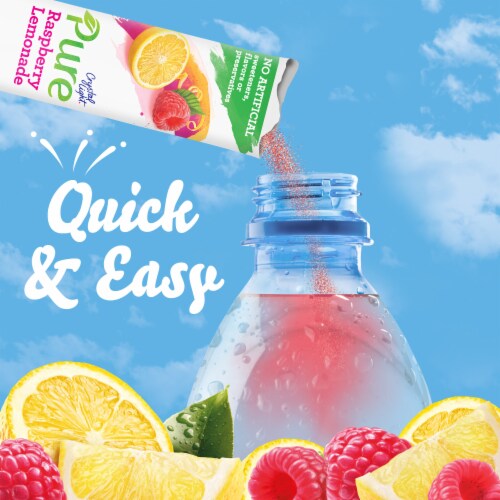 Crystal Light Pure Raspberry Lemonade Drink Mix Packets Perspective: left