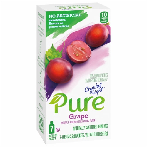Crystal Light Pure Grape Naturally Flavored Powdered Drink Mix with No Artificial Sweeteners Perspective: left