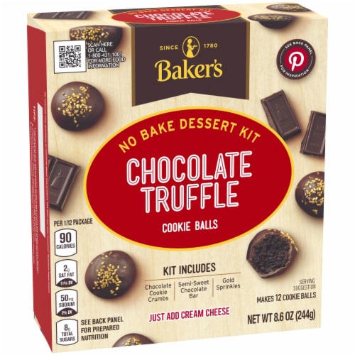 Baker's Chocolate Truffle Cookie Balls No Bake Dessert Kit Perspective: left