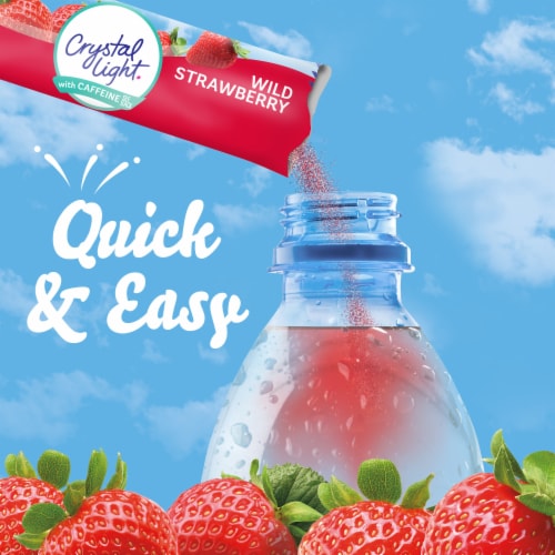 Crystal Light Zero Sugar Caffeinated Sugar Wild Strawberry Drink Mix Packets Perspective: left