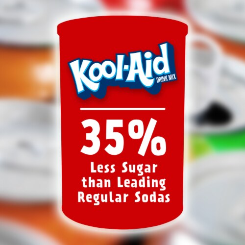 Kool Aid Sugar-Sweetened Cherry Red Powdered Soft Drink Mix Perspective: left