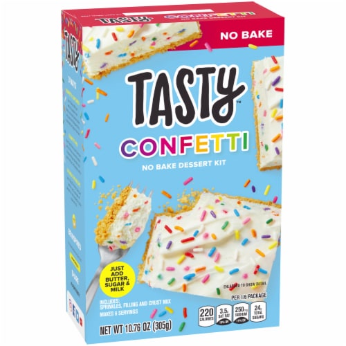 Tasty No Bake Confetti Dessert Kit with Sprinkles Filling & Crust Mix Perspective: left
