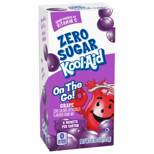 Kool-Aid Zero Sugar Grape Drink Mix Packets Perspective: left