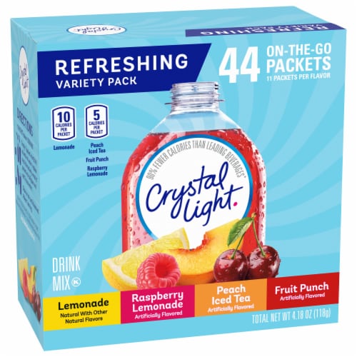 Crystal Light Caffeine On-the-Go Drink Mix Packets Variety Pack Perspective: left