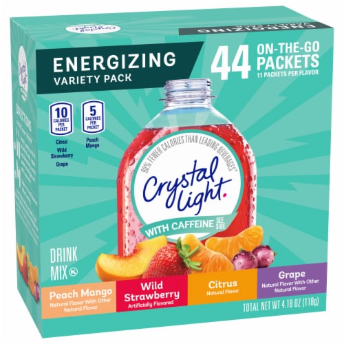 Crystal Light with Caffeine On-The-Go Drink Mix Packets Variety Pack Perspective: left