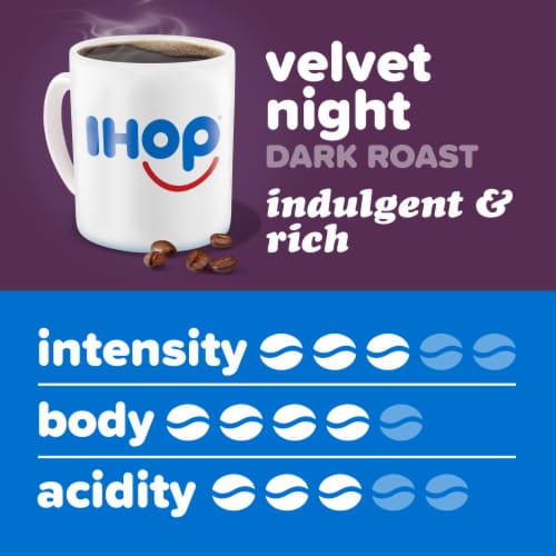 IHOP Velvet Night Dark Roast Ground Coffee, Bag Perspective: left