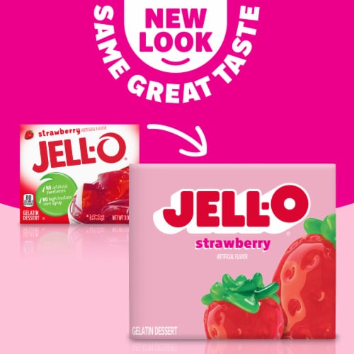 Jell-O Strawberry Gelatin Dessert Mix Perspective: left