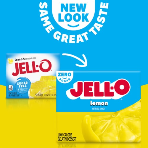 Jell-O Zero Sugar Lemon Flavor Gelatin Perspective: left