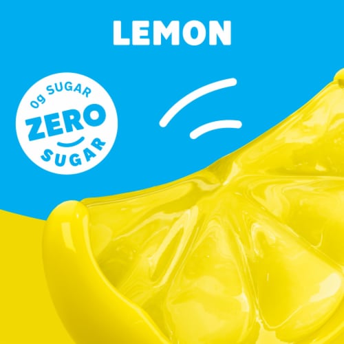 Jell-O Lemon Artificially Flavored Zero Sugar Gelatin Dessert Mix, Box Perspective: left