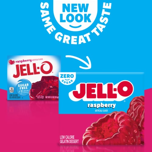 Jell-O Raspberry Sugar Free Gelatin Dessert Mix Perspective: left