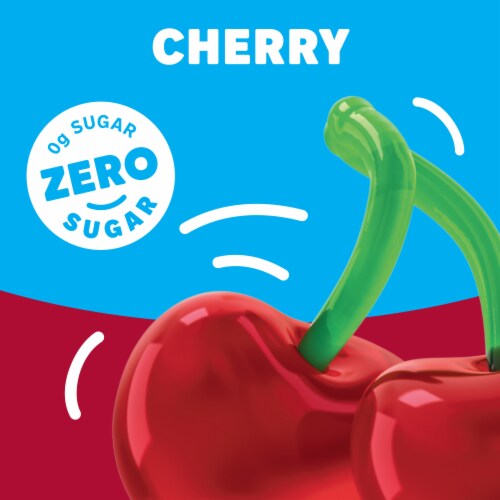 Jell-O Cherry Artificially Flavored Zero Sugar Low Calorie Gelatin Dessert Mix, Box Perspective: left