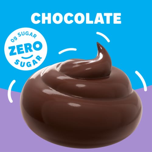 Jell-O Chocolate Flavor Zero Sugar Cook & Serve Reduced Calorie Pudding & Pie Filling Mix, Box Perspective: left