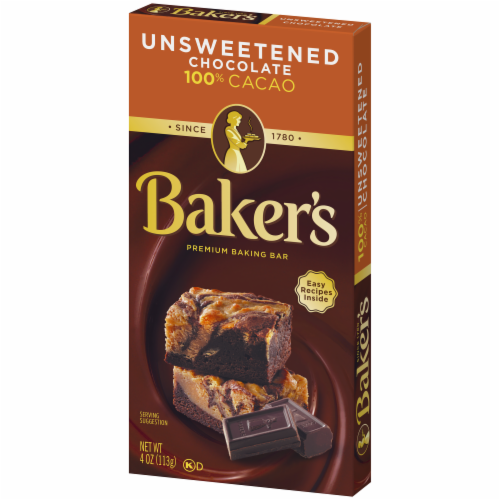 Baker's Unsweetened Baking Chocolate Squares Perspective: left