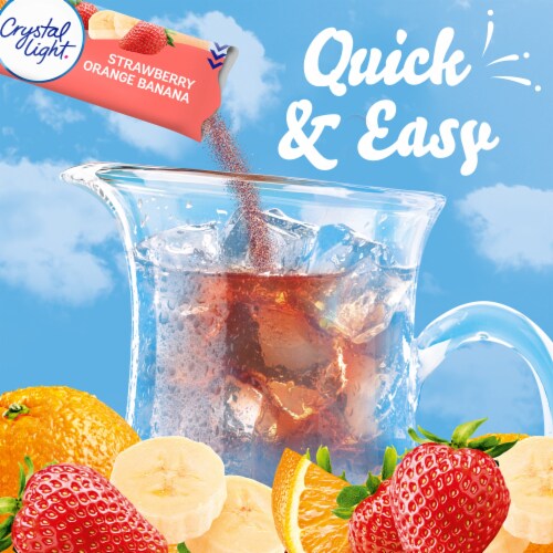 Crystal Light Zero Sugar Strawberry Orange Banana Drink Mix Packets Perspective: left