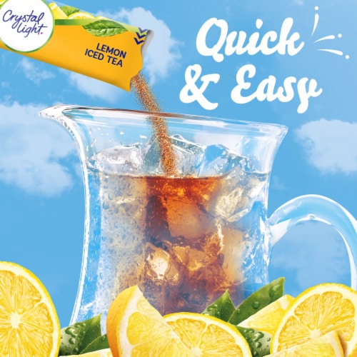 Crystal Light Lemon Iced Tea Sugar Free Powder Drink Mix Pitcher Packets Perspective: left