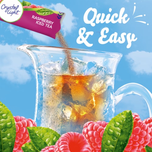 Crystal Light Zero Sugar Raspberry Iced Tea Drink Mix Packets Perspective: left