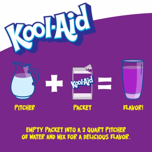 Kool Aid Unsweetened Grape Purple Powdered Soft Drink Mix Packet Perspective: left