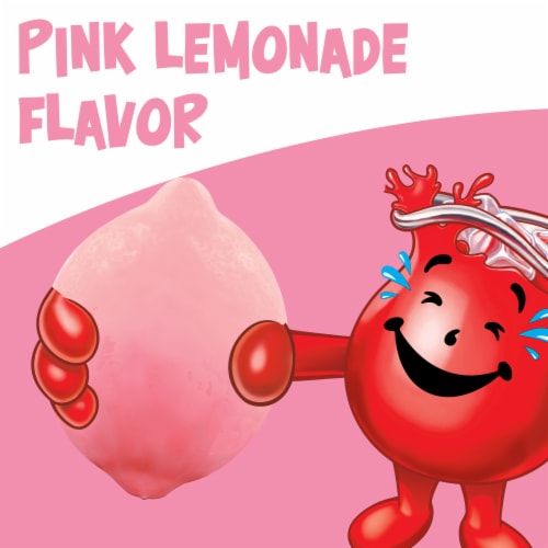 Kool Aid Unsweetened Pink Lemonade Powdered Soft Drink Mix Packet Perspective: left