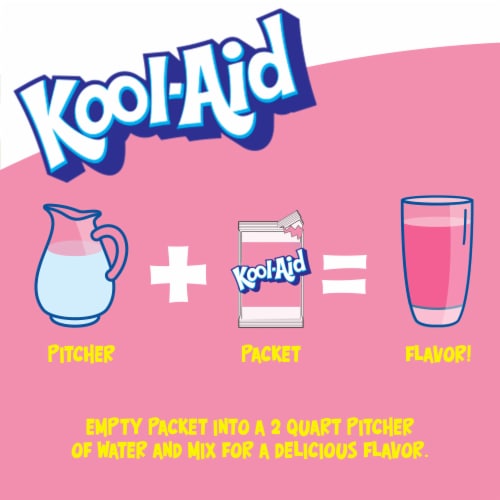 Kool Aid Unsweetened Pink Lemonade Powdered Soft Drink Mix Packet Perspective: left