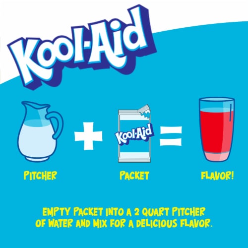 Kool Aid Unsweetened Mixed Berry Blue Powdered Soft Drink Mix Packet Perspective: left