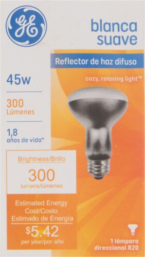 GE 45-Watt R20 Floodlight Bulb - Soft White Perspective: left