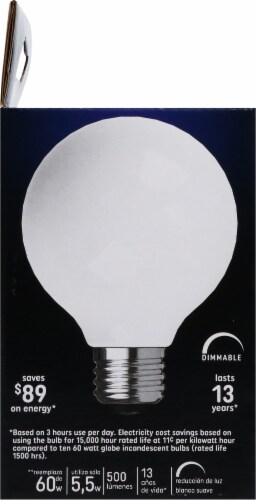 GE 6.5-Watt (60-Watt) Decorative Globe Soft White LED G25 Light Bulb Perspective: left