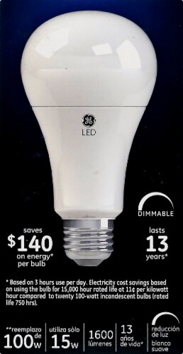 GE 15-Watt (100-Watt) A21 LED Light Bulbs Perspective: left