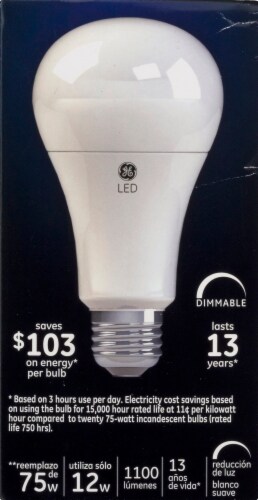 GE 12-Watt (75-Watt) A21 LED Light Bulbs Perspective: left