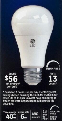 GE 6-Watt (40-Watt) A19 LED Light Bulbs Perspective: left