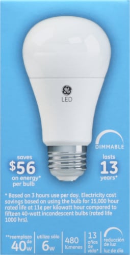 GE 6-Watt (40-Watt) A19 LED Light Bulbs Perspective: left