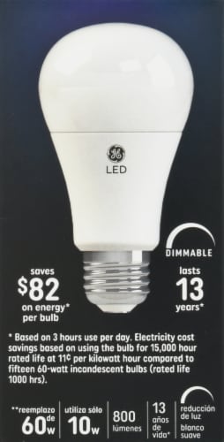 GE 10-Watt (60-Watt) A19 LED Light Bulbs Perspective: left