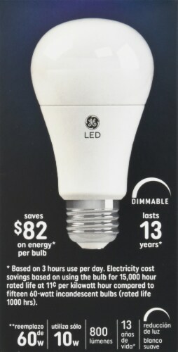 GE 10-Watt (60-Watt) A19 LED Light Bulbs Perspective: left