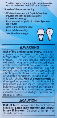 GE Energy-Efficient Crystal Clear Halogen Light Bulbs Perspective: left