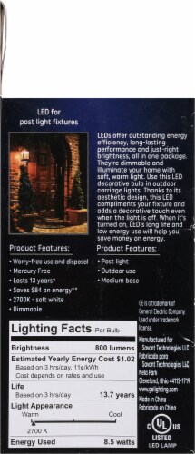 GE LED 10.5-Watt (60-Watt) Soft White Outdoor Post Light Bulb Perspective: left