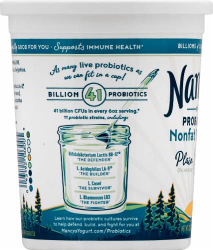 Nancy's Probiotic Nonfat Plain Yogurt Perspective: left