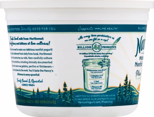 Nancy's Plain Probiotic Nonfat Yogurt Perspective: left