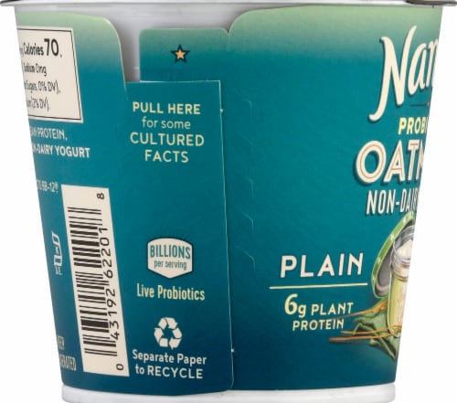 Nancy's Plain Dairy Free Probiotic Oat Milk Yogurt Cup Perspective: left