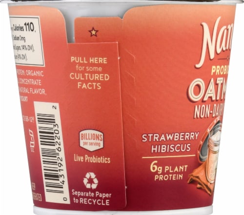 Nancy's® Strawberry Hibiscus Dairy Free Probiotic Oat Milk Yogurt Cup Perspective: left