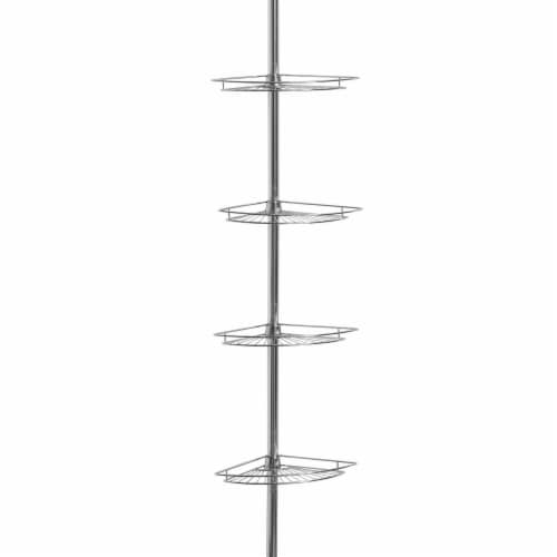 Zenith Plastic Tension Corner Wire Shower Caddy - White Perspective: left