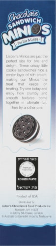 Lieber's Minios Chocolate Sandwich Cookies Perspective: left