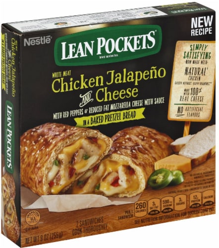 Lean Pockets Pretzel Bread Grilled Chicken Jalapeno Cheddar Sandwiches Perspective: left