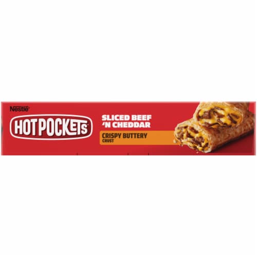 Hot Pockets Frozen Snack Drive Thru Menu Style Sliced Beef 'N Cheddar Frozen Sandwiches Perspective: left
