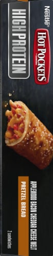 Hot Pockets High Protein Bacon Cheddar Melt Pretzel Bread Crust Frozen Snacks Perspective: left