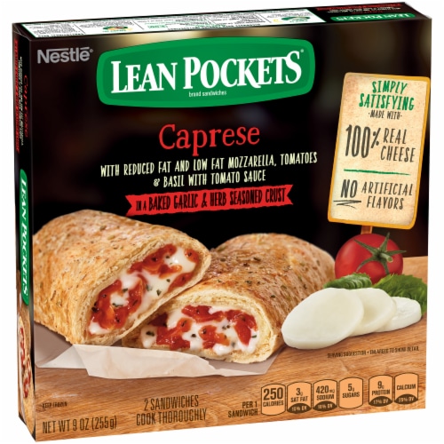 Lean Pockets Caprese Basil Mozzarella & Tomato Sandwiches 2 Count Perspective: left