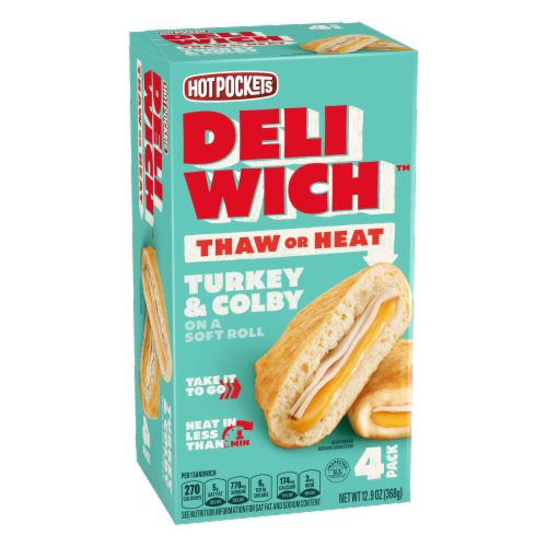 Hot Pockets Deliwich Turkey and Colby Sandwiches Perspective: left