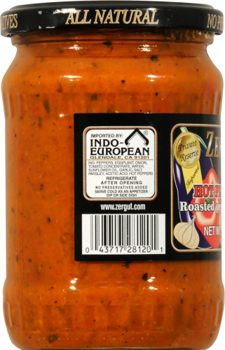 Zergut Hot Peppetizer Roasted Pepper Appetizer Perspective: left