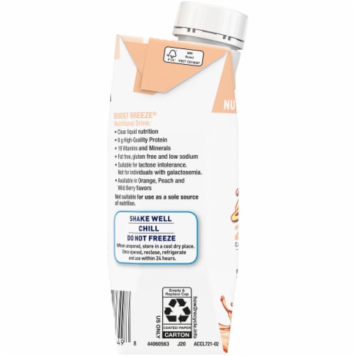 Boost® Breeze Peach Flavor Nutritional Drink Perspective: left