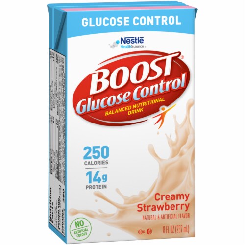 Boost Glucose Control Creamy Strawberry Balanced Nutritional Drink Perspective: left